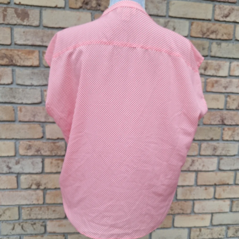ANN TAYLOT LOFT Pink/Coral Cap Sleeve Button Down Blouse, Medium, Never Worn - Picture 3 of 8